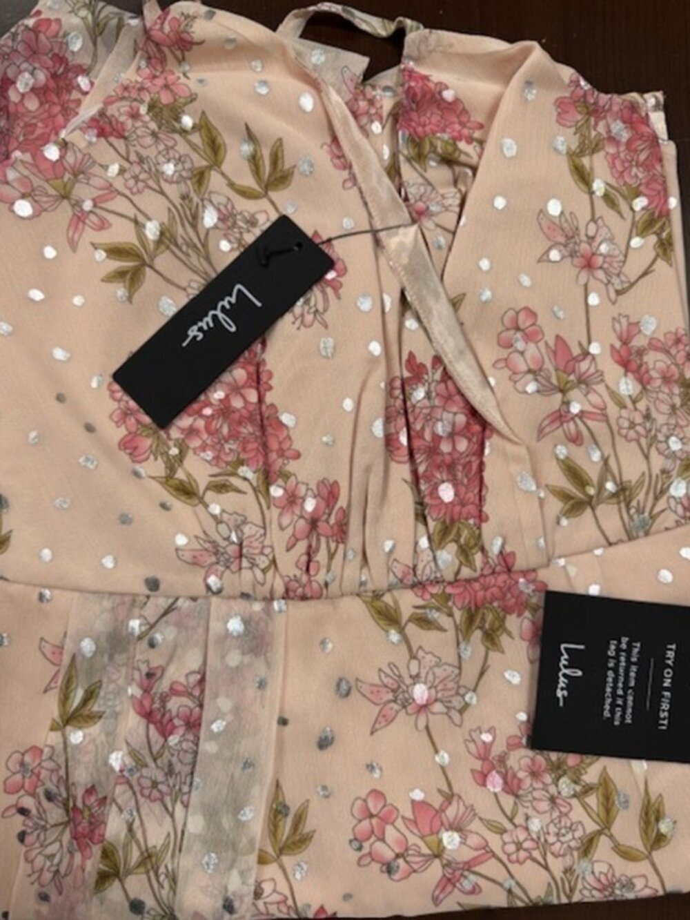 NWT Lulus Ready for Bliss Blush Pink Floral Print Tulip Mini Dress (size S) - Picture 6 of 9